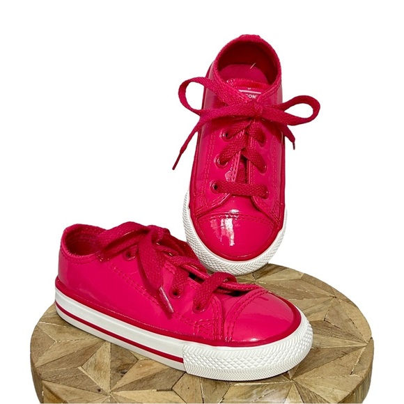 CONVERSE All Star Hot Pink Patent Leather (PU) Low Sneakers sz 7 Toddler 762323C - Picture 1 of 7
